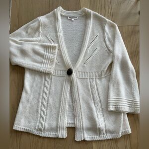Northern Reflections Cream Cable-Knit Cardigan with Single Dark Button